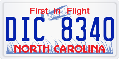NC license plate DIC8340