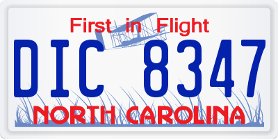 NC license plate DIC8347