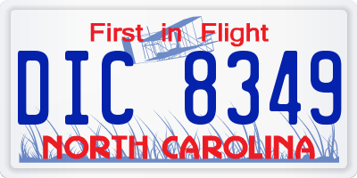 NC license plate DIC8349