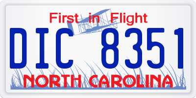 NC license plate DIC8351
