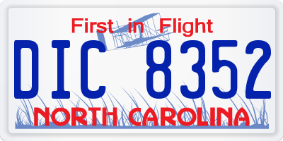 NC license plate DIC8352