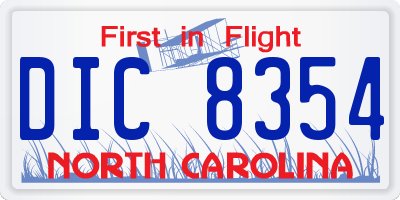 NC license plate DIC8354