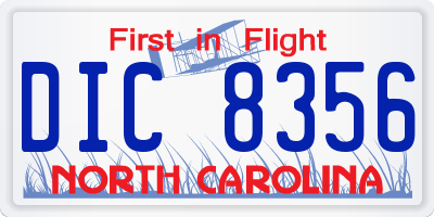 NC license plate DIC8356