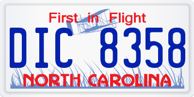 NC license plate DIC8358