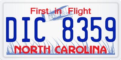 NC license plate DIC8359