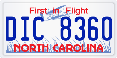 NC license plate DIC8360
