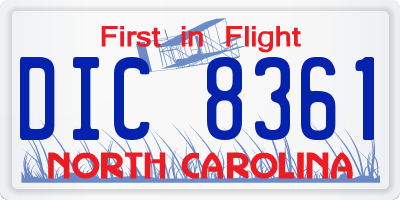 NC license plate DIC8361