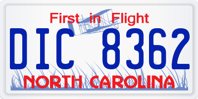 NC license plate DIC8362