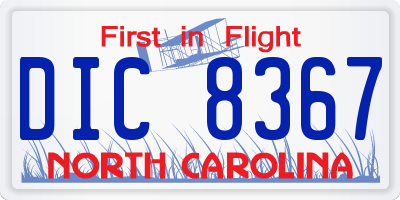 NC license plate DIC8367