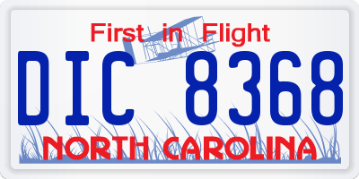 NC license plate DIC8368