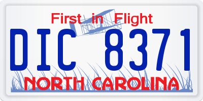 NC license plate DIC8371