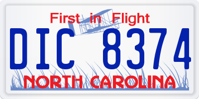NC license plate DIC8374