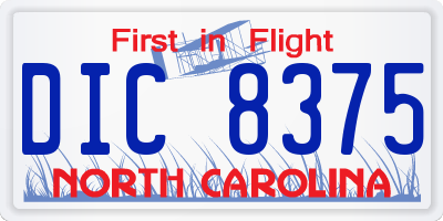NC license plate DIC8375