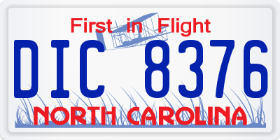 NC license plate DIC8376