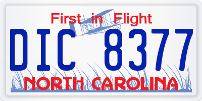 NC license plate DIC8377
