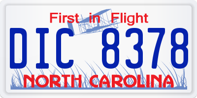 NC license plate DIC8378