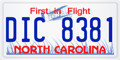 NC license plate DIC8381