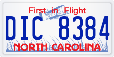 NC license plate DIC8384
