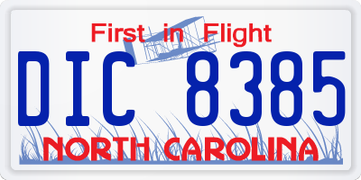 NC license plate DIC8385