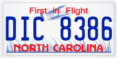 NC license plate DIC8386