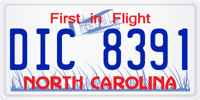 NC license plate DIC8391