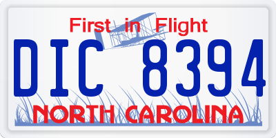 NC license plate DIC8394