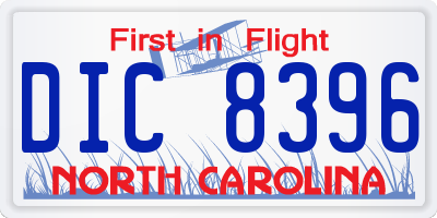 NC license plate DIC8396