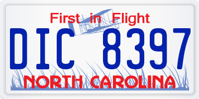 NC license plate DIC8397