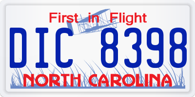 NC license plate DIC8398