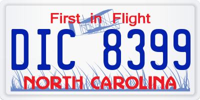 NC license plate DIC8399