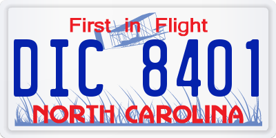 NC license plate DIC8401