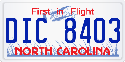 NC license plate DIC8403