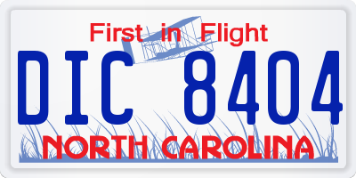 NC license plate DIC8404