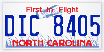 NC license plate DIC8405