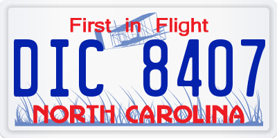 NC license plate DIC8407