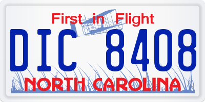 NC license plate DIC8408