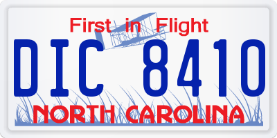 NC license plate DIC8410
