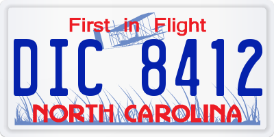 NC license plate DIC8412