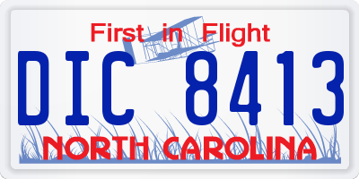 NC license plate DIC8413