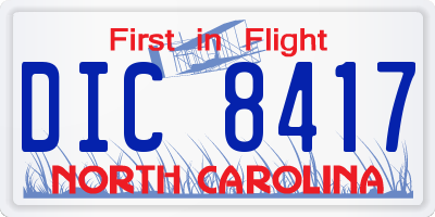 NC license plate DIC8417