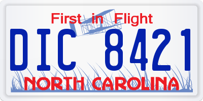 NC license plate DIC8421