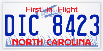 NC license plate DIC8423
