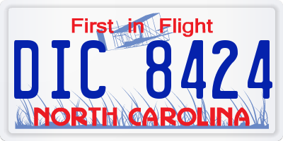 NC license plate DIC8424