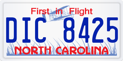NC license plate DIC8425