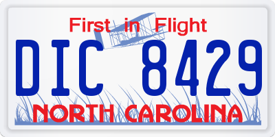 NC license plate DIC8429