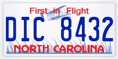 NC license plate DIC8432