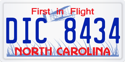 NC license plate DIC8434
