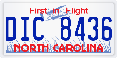 NC license plate DIC8436