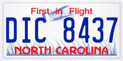 NC license plate DIC8437