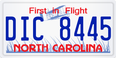 NC license plate DIC8445